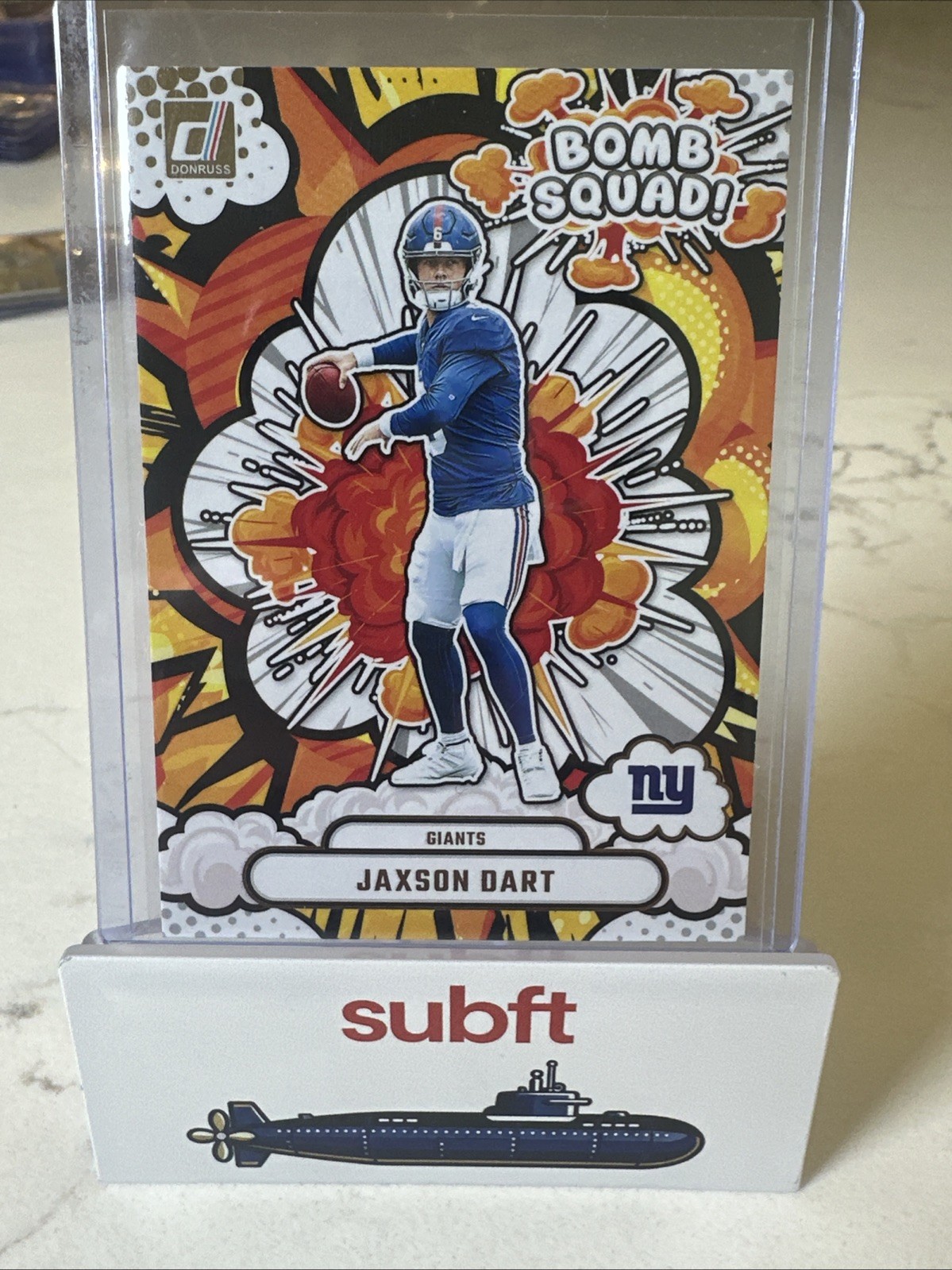 2025 Panini Donruss Jaxson Dart Bomb Squad Rookie RC #BS-JDT Giants