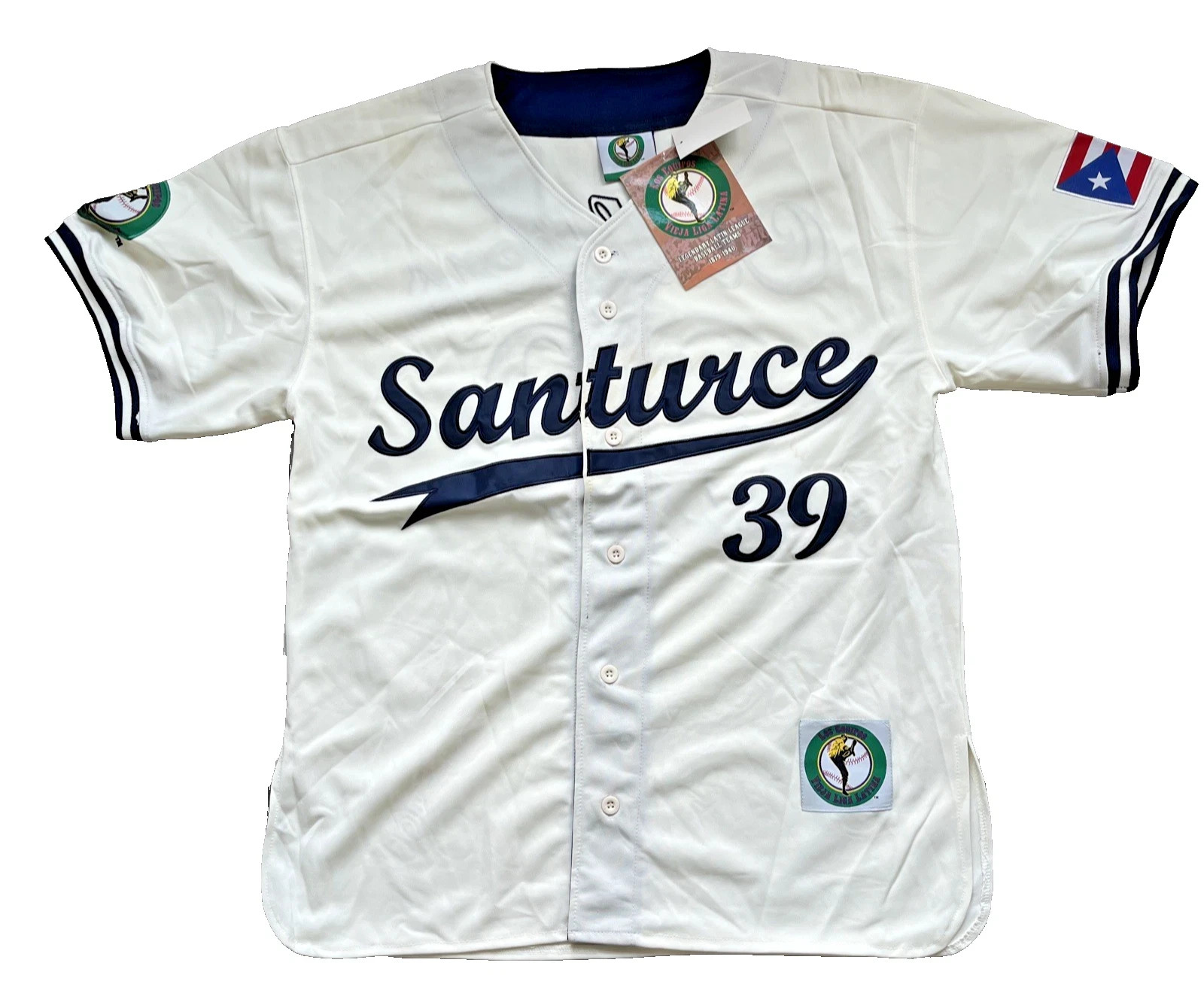 LOS EQUIPOS PUERTO RICO LATIN LEAGUE SANTURCE CRABBERS BASEBALL JERSEY MEN Sz XL