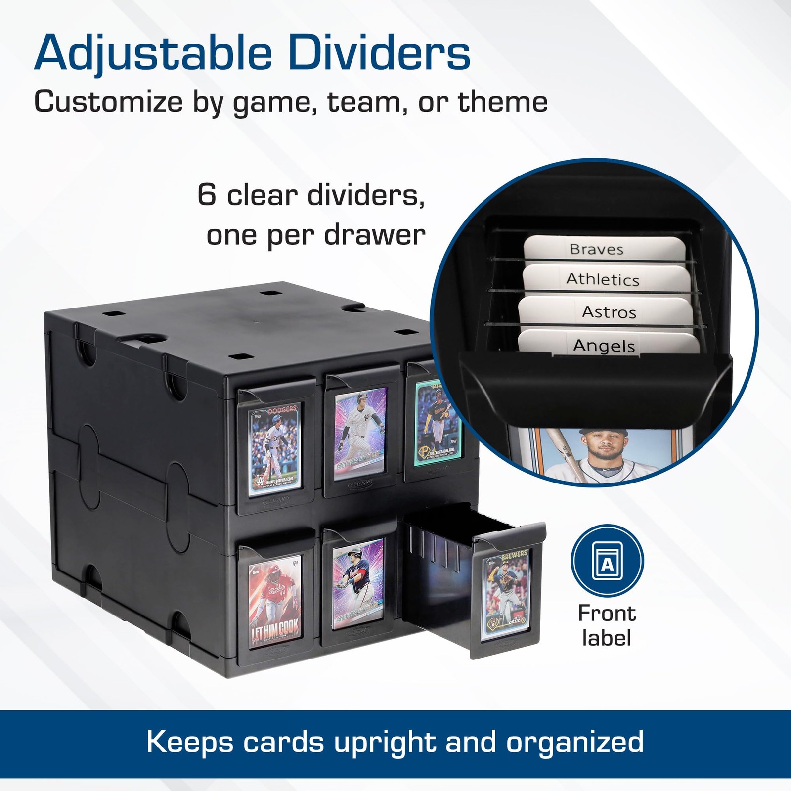 6 Drawer Card Catalog – Black | Stackable Trading Card Organizer Box | Holds …