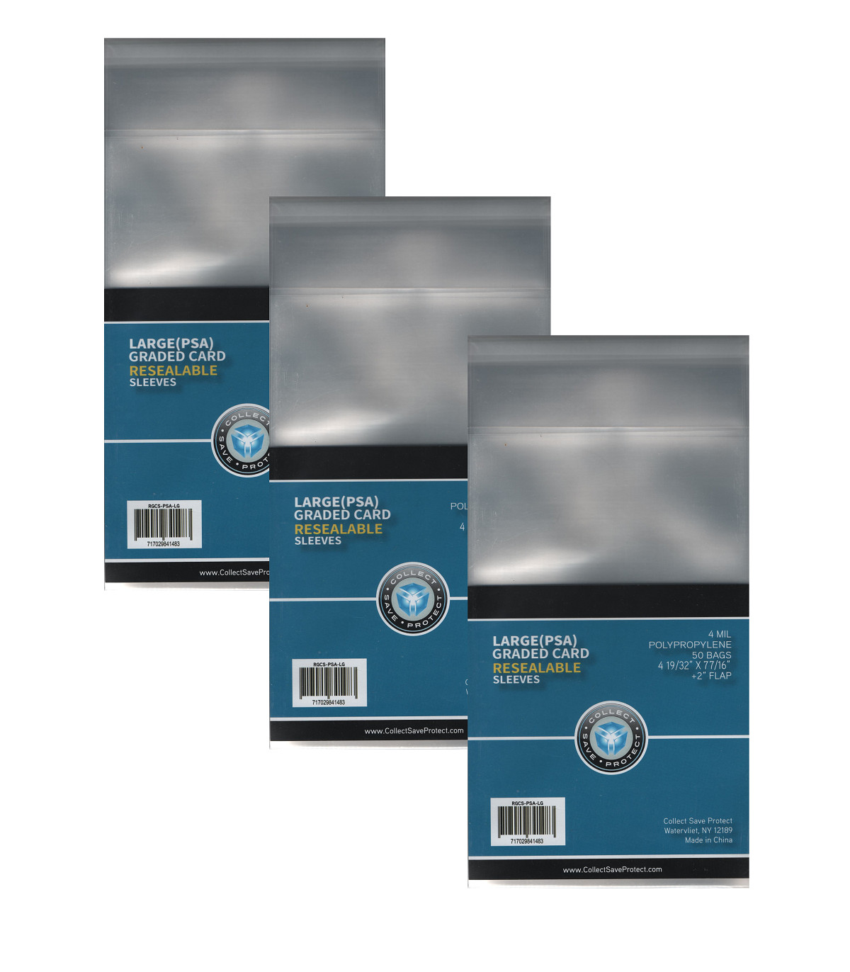 (150-Count) CSP Large Size PSA Slab Resealable Graded Card Sleeves 4 Mil Poly