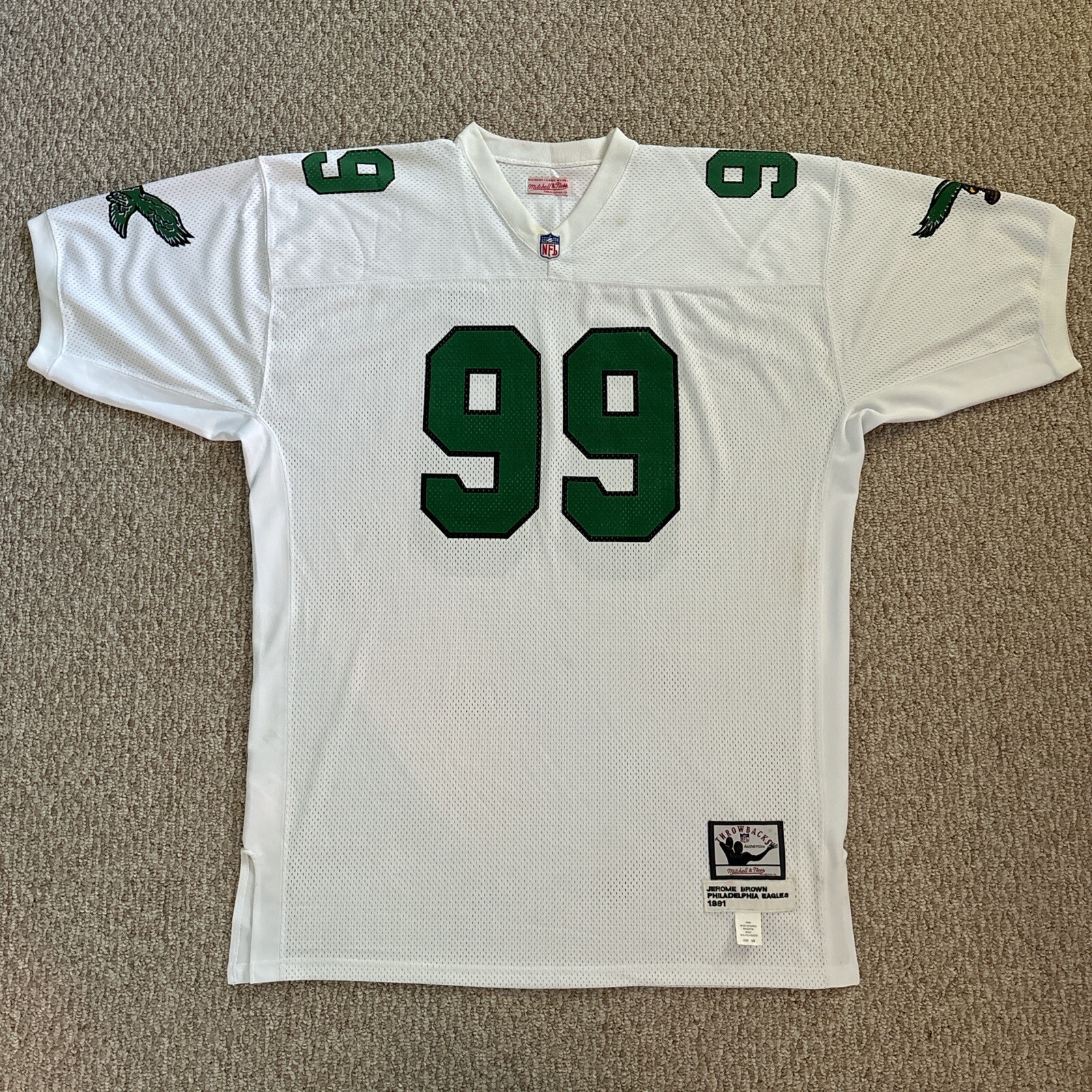 1991 Throwback Mitchell & Ness Philadelphia Eagles Jerome Brown NFL Jersey Sz 56