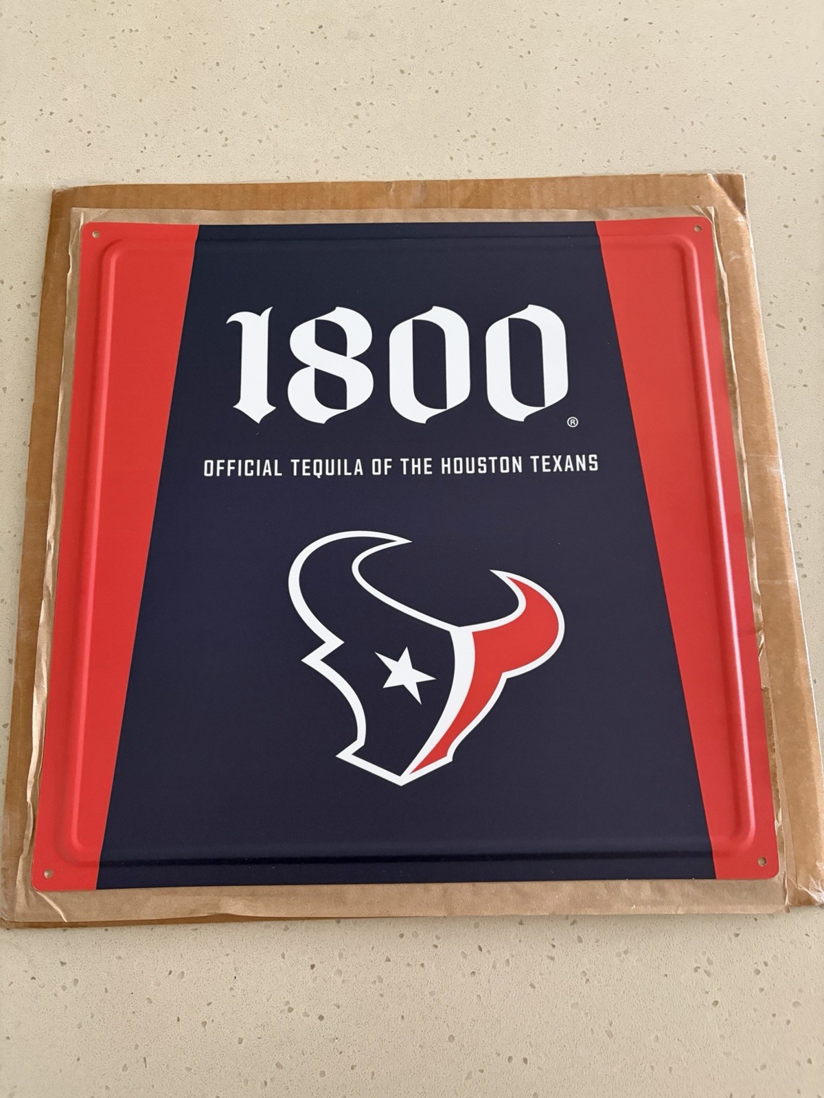 1800 Tequila Houston Texans Football Sign Plaque Navy Red