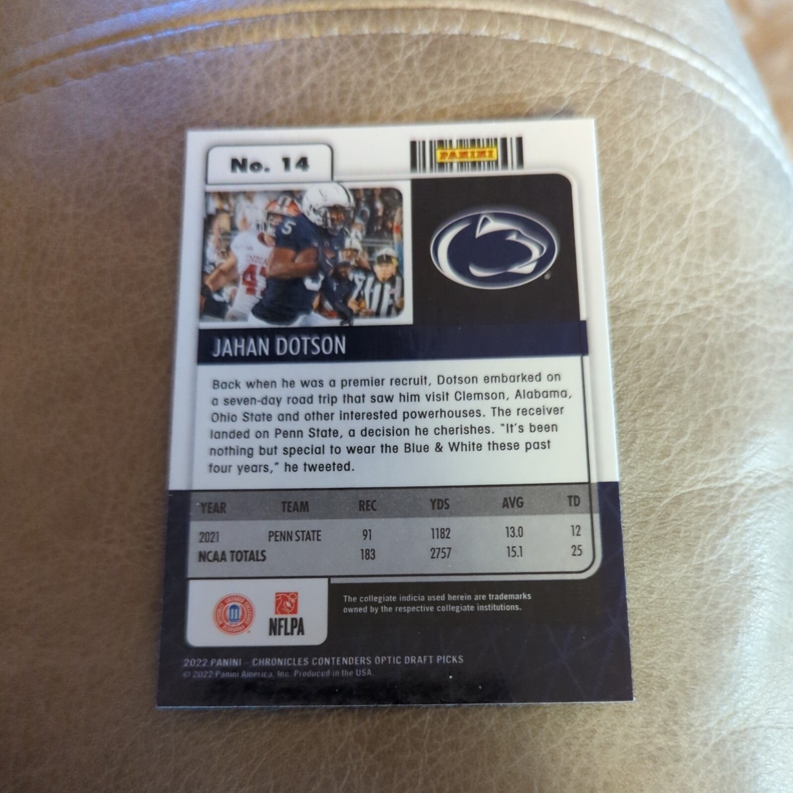 2022 Chronicles Optic Draft Picks JAHAN DOTSON Rookie Commanders #14 ~SR13A
