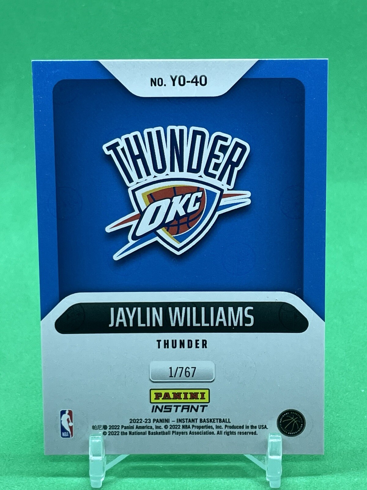 Jaylin Williams 2022-23 Panini Instant Year One RC #YO-40 /767 Thunder