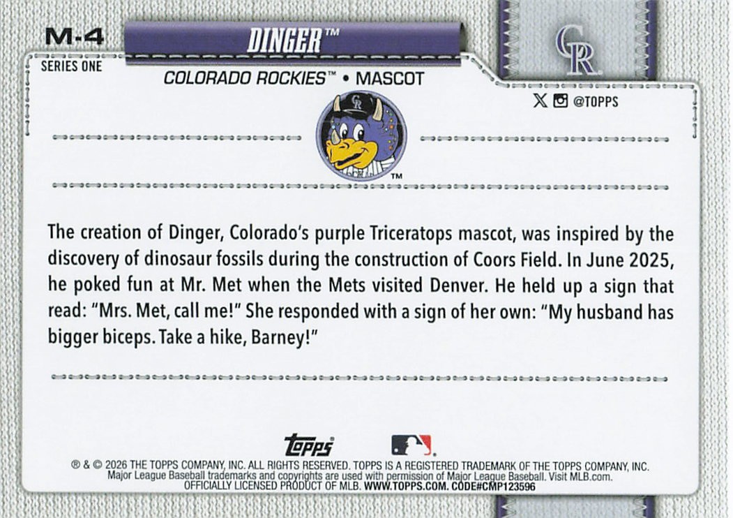 2026 Topps #M-4 Dinger Mascots