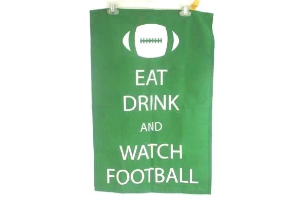 DII Green Cotton Dish Towel “Eat Drink Watch Football” 18×27 – Pre-Owned