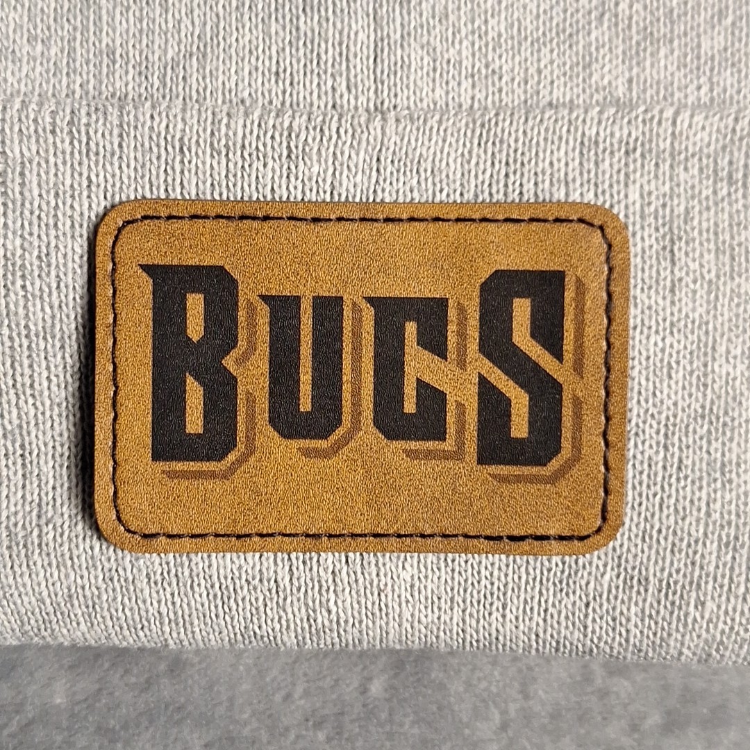Tampa Bay Buccaneers Leather Rectangle Patch Gray Beanie Cap NFL