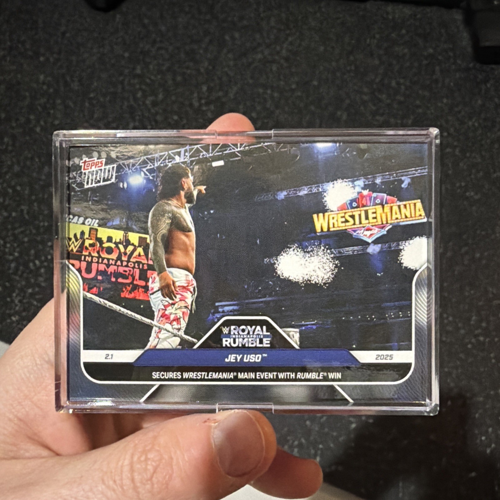 Jey Uso 2025 Topps Now WWE #14 Royal Rumble Scores Wrestlemania In Hand