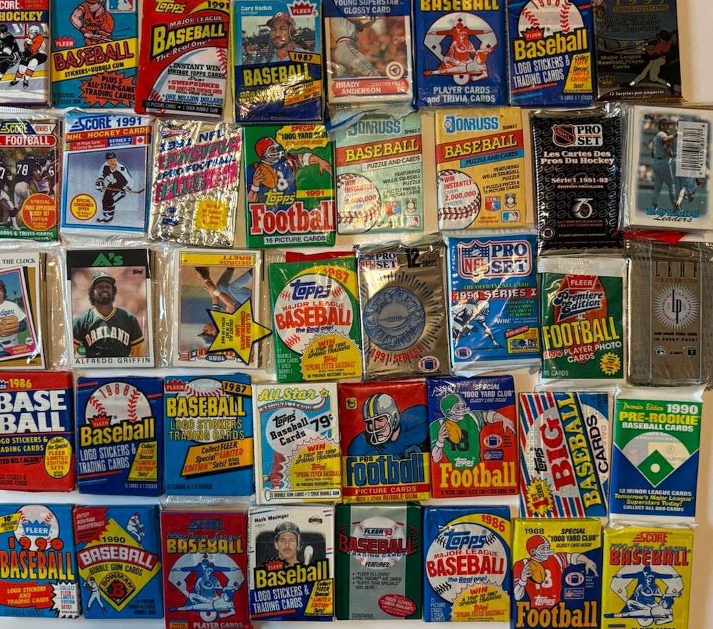 Old Baseball Multi Sports Cards Unopened Packs- 100 Card Lot Plus BONUS