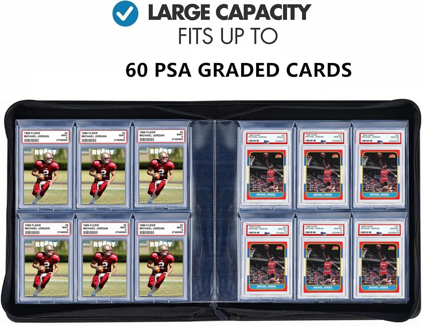 60 Pockets Graded Card Binder, Toploading Slab Holder Album, PU Leather Graded