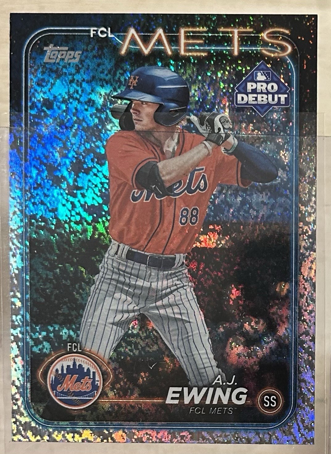 AJ Ewing SPARKLE FOIL 2024 Topps Pro Debut PD-48 FOUR/175 METS Non Auto NM-MT