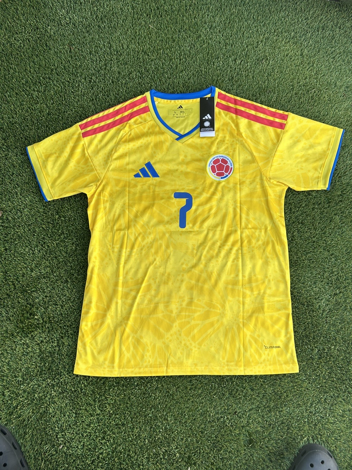 adidas Colombia Luis Díaz #7 Soccer Jersey Men’s Size L Yellow Blue Red