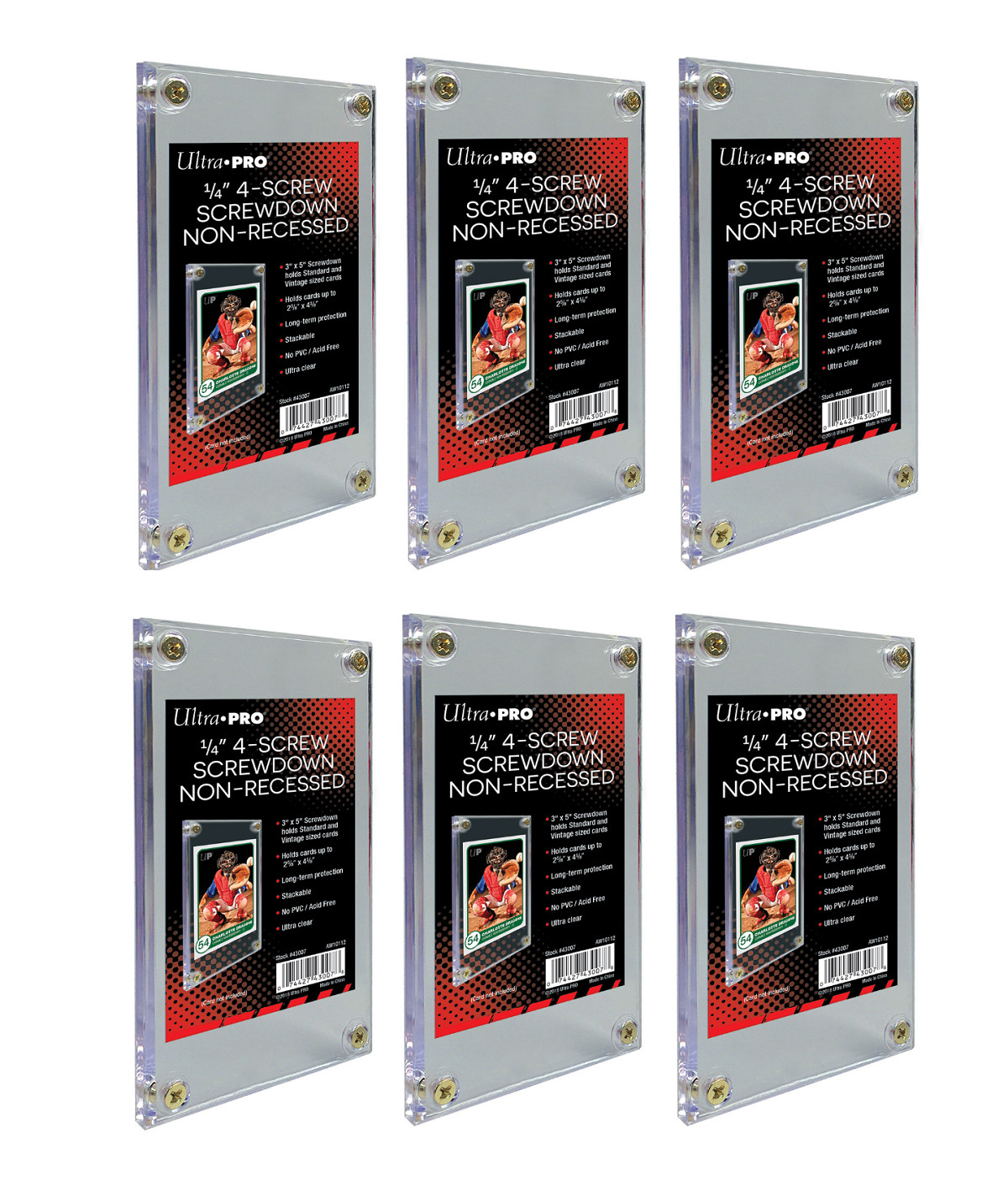 (6-Pack) Ultra Pro 4-Screw Screwdown Trading Card Holder Regular Non-Recessed