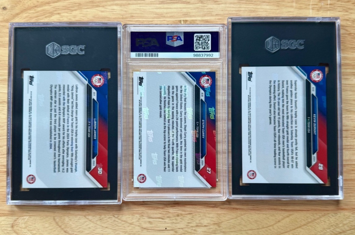 2024 Topps Now Olympics Stephen Curry/LeBron James/Kevin Durant Graded Card Lot