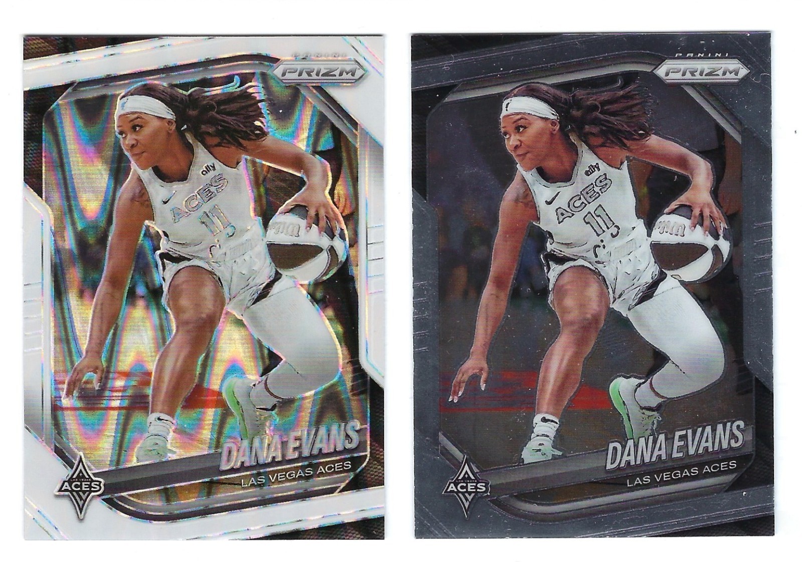 2025 Panini Prizm WNBA White Seismic Prizm #33 Dana Evans & Base Card