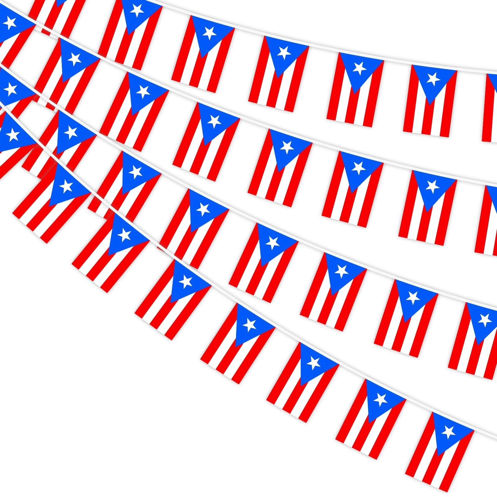 AhfuLife 30 Pcs Puerto Rico String Flags for 5.51×8.26 in-30 Pcs,