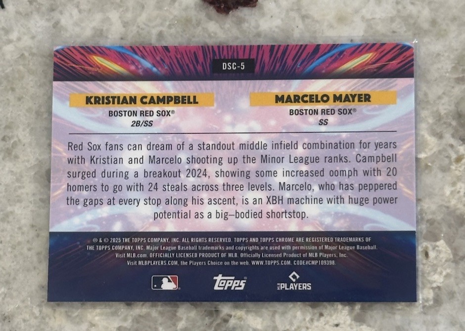 2025 Topps Cosmic Chrome Star Clusters Marcelo Mayer, Kristian Campbell #DSC-5 1