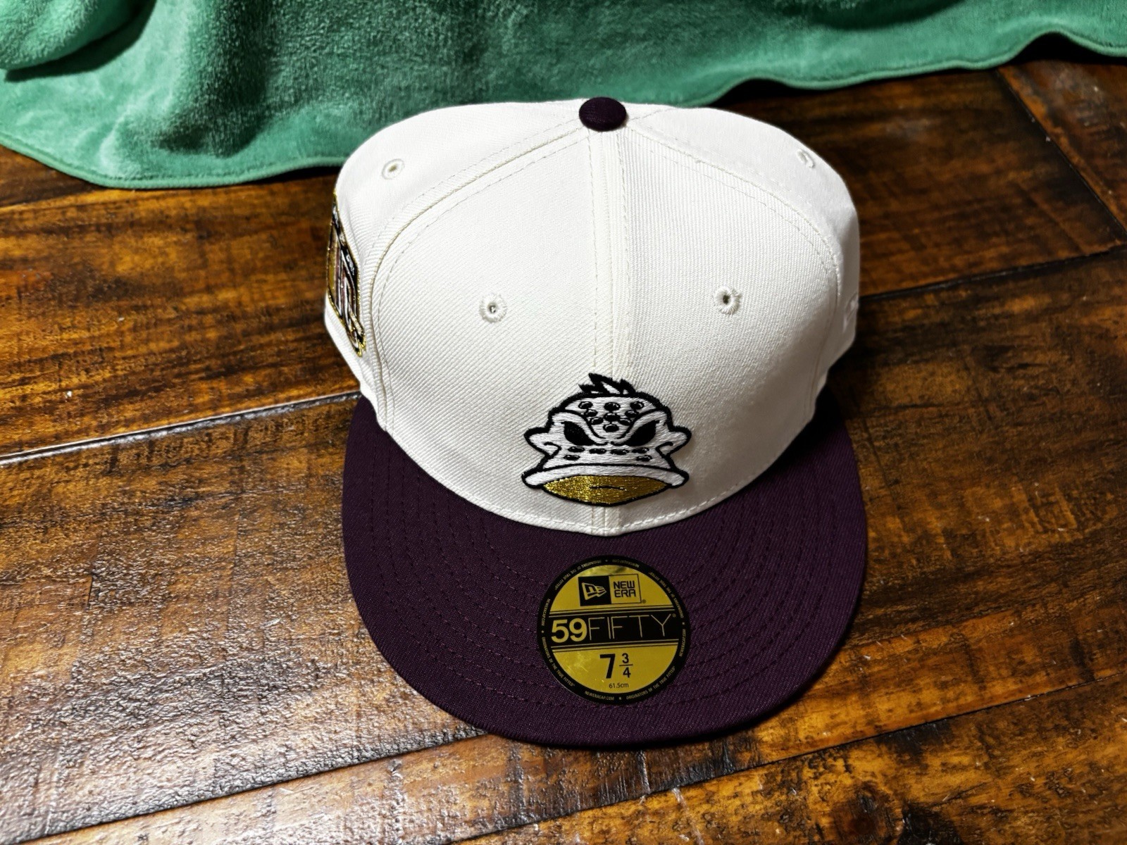 Anaheim Mighty Ducks Off White Plum New Era Fitted 7 3/4 Green Glow In The Dark