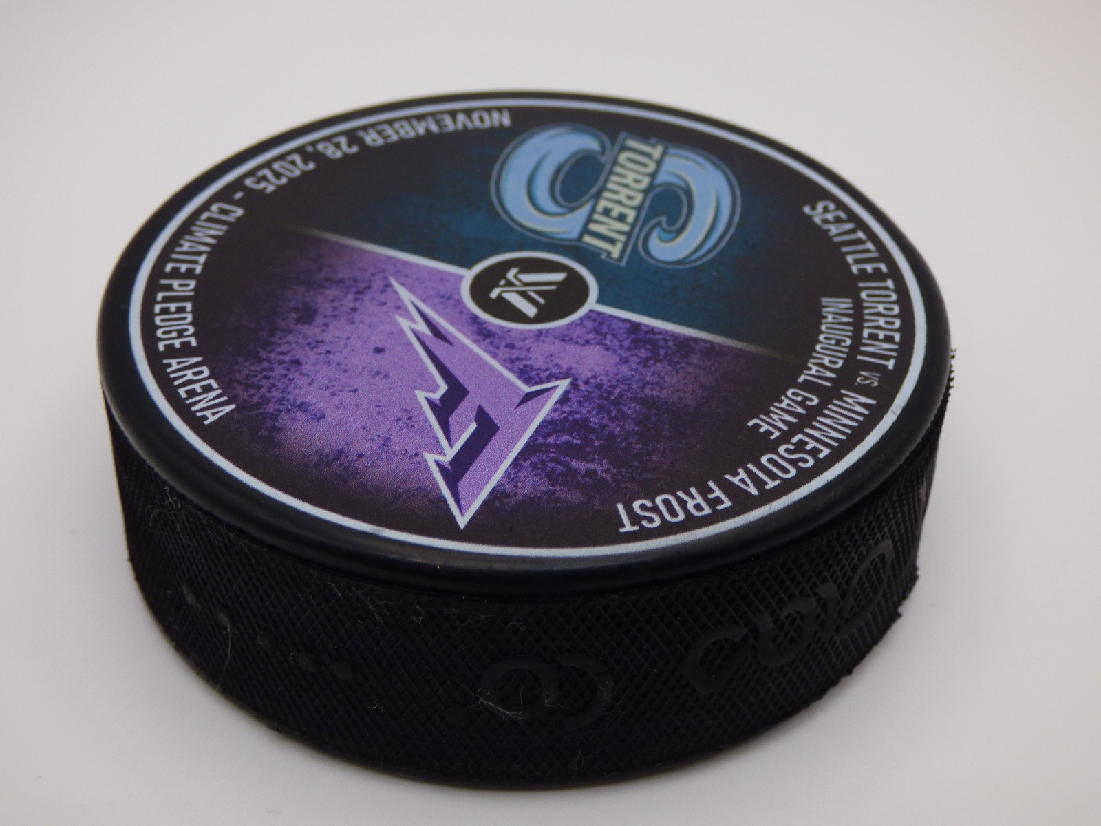 Seattle Torrent – Inaugural Game Puck – 11/28/25 vs Minnesota – Limited Edition