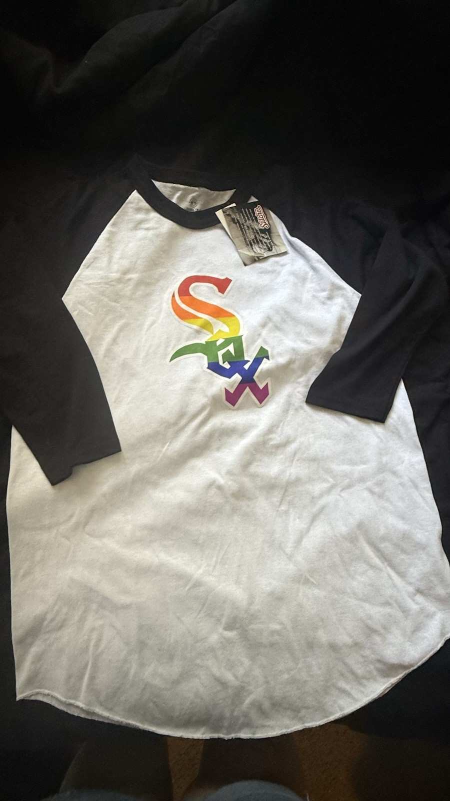 Chicago White Sox MLB Raglan Shirt XL 3/4 Sleeve White/Black Multicolor