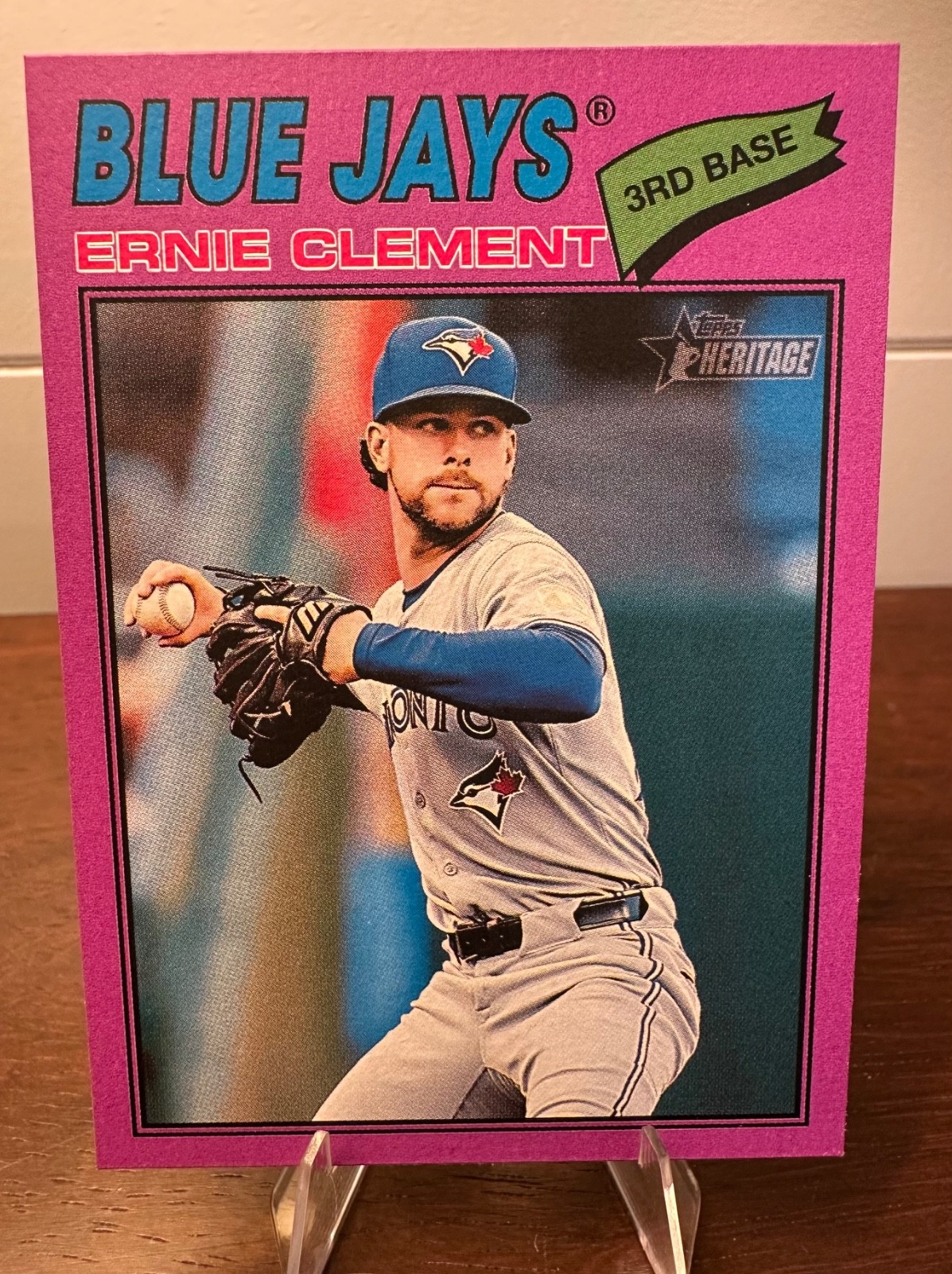 2026 Topps Heritage Ernie Clement #21 Light Purple Border Blue Jays