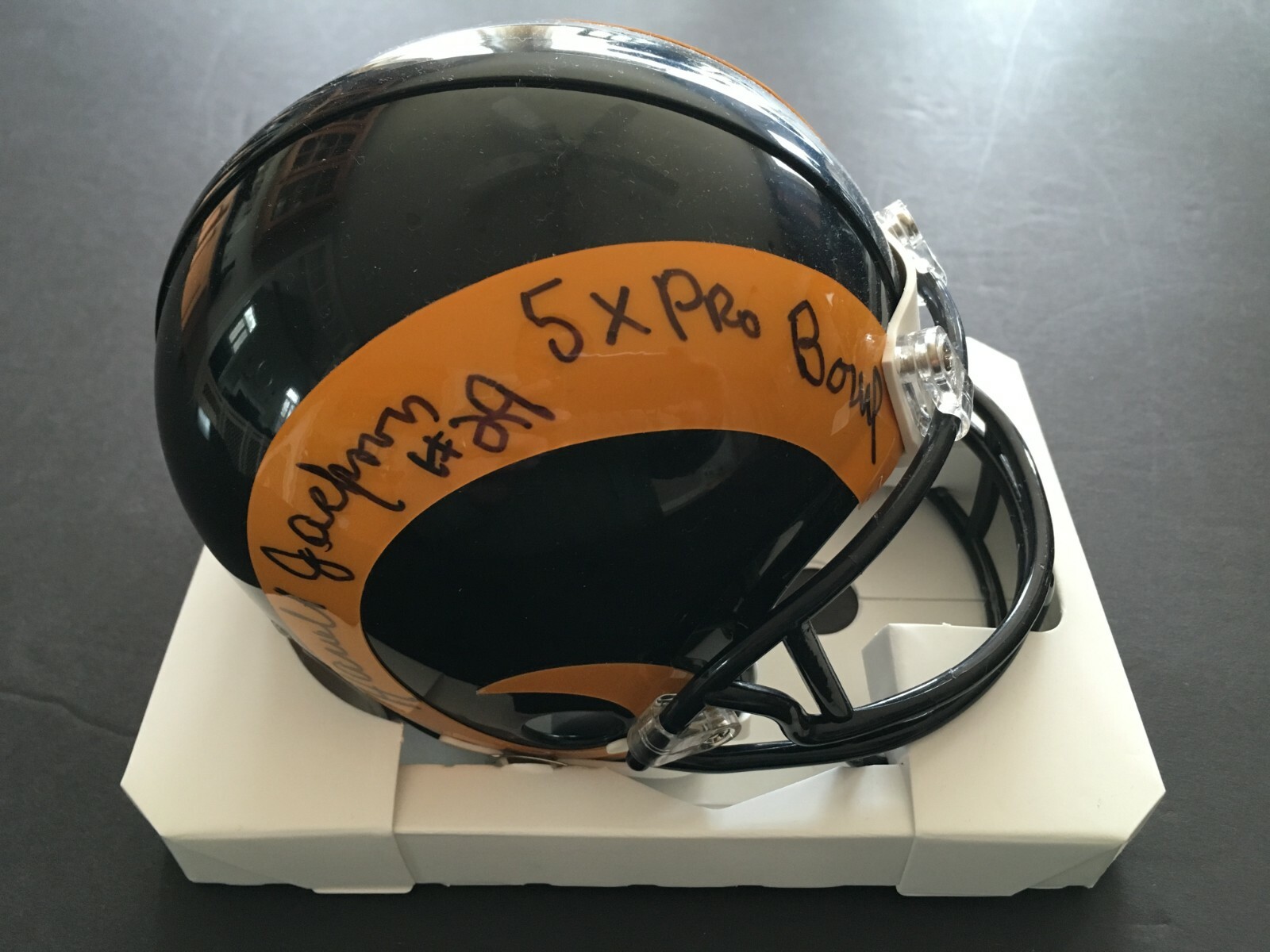 HAROLD JACKSON AUTOGRAPHED L.A. RAMS MINI HELMET J.S.A.