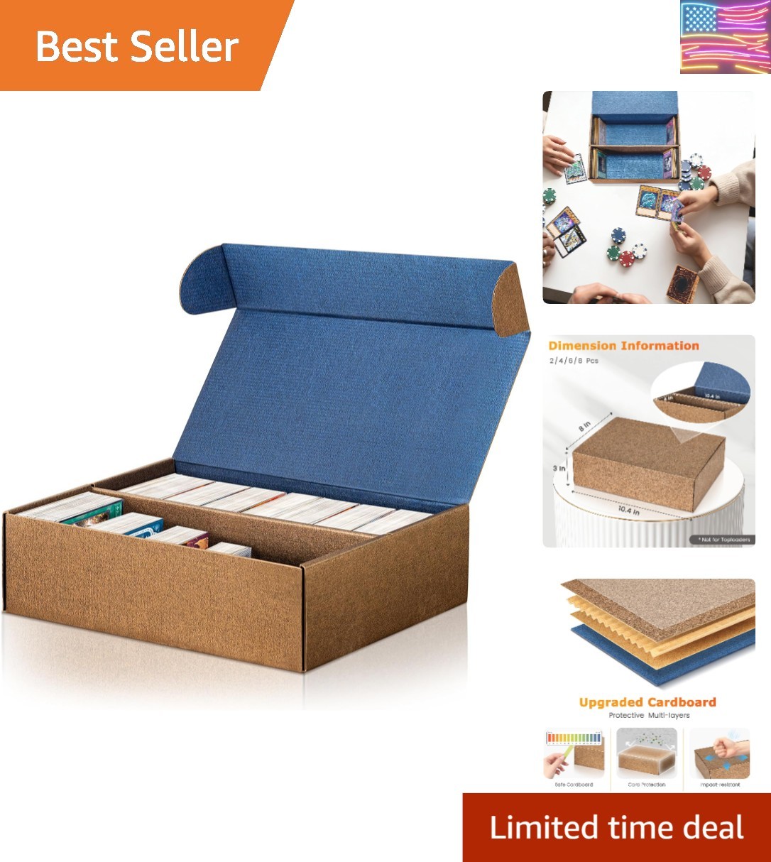 Trading Card Storage Box, 2-Pack 2400 Count Bulk Sports Card Storage Boxes, 5…