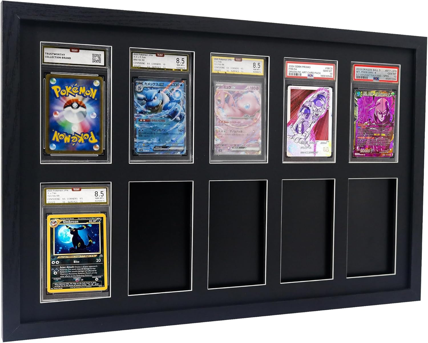 Graded Trading Card Display Case 10 PSA Slabs Sport Football Baseball Wood Frame