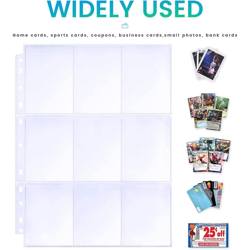 360 Pockets Binder Sleeves Double Sided Trading Card Pages Protector 3 Ring New