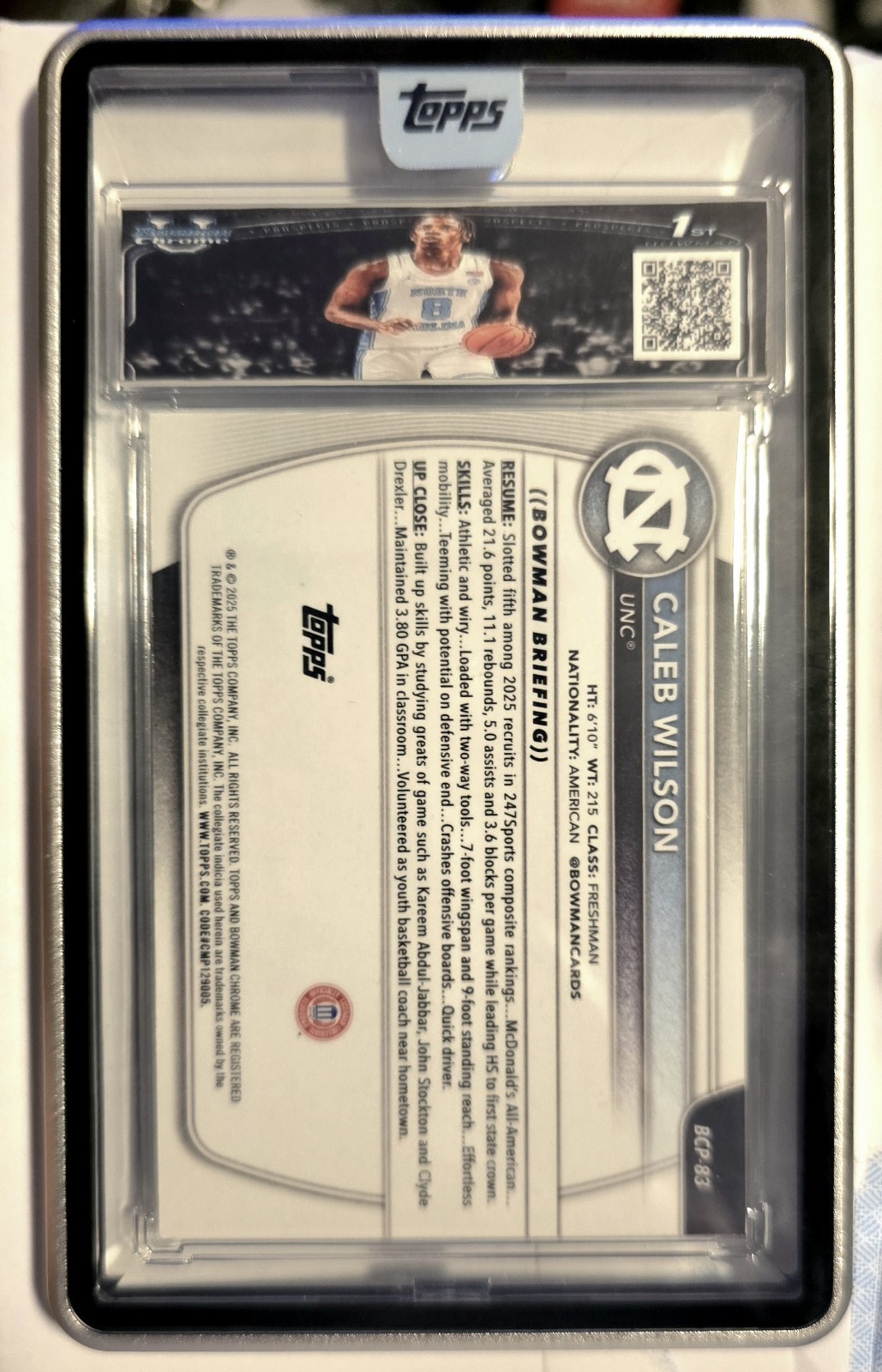 2025 Bowman 1st Caleb Wilson Mojo Refractor Collection Slabs Co.