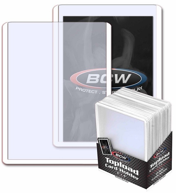 25 Quality BCW Toploader 3×4 Standard Trading Card WHITE Border Holder Rigid PVC