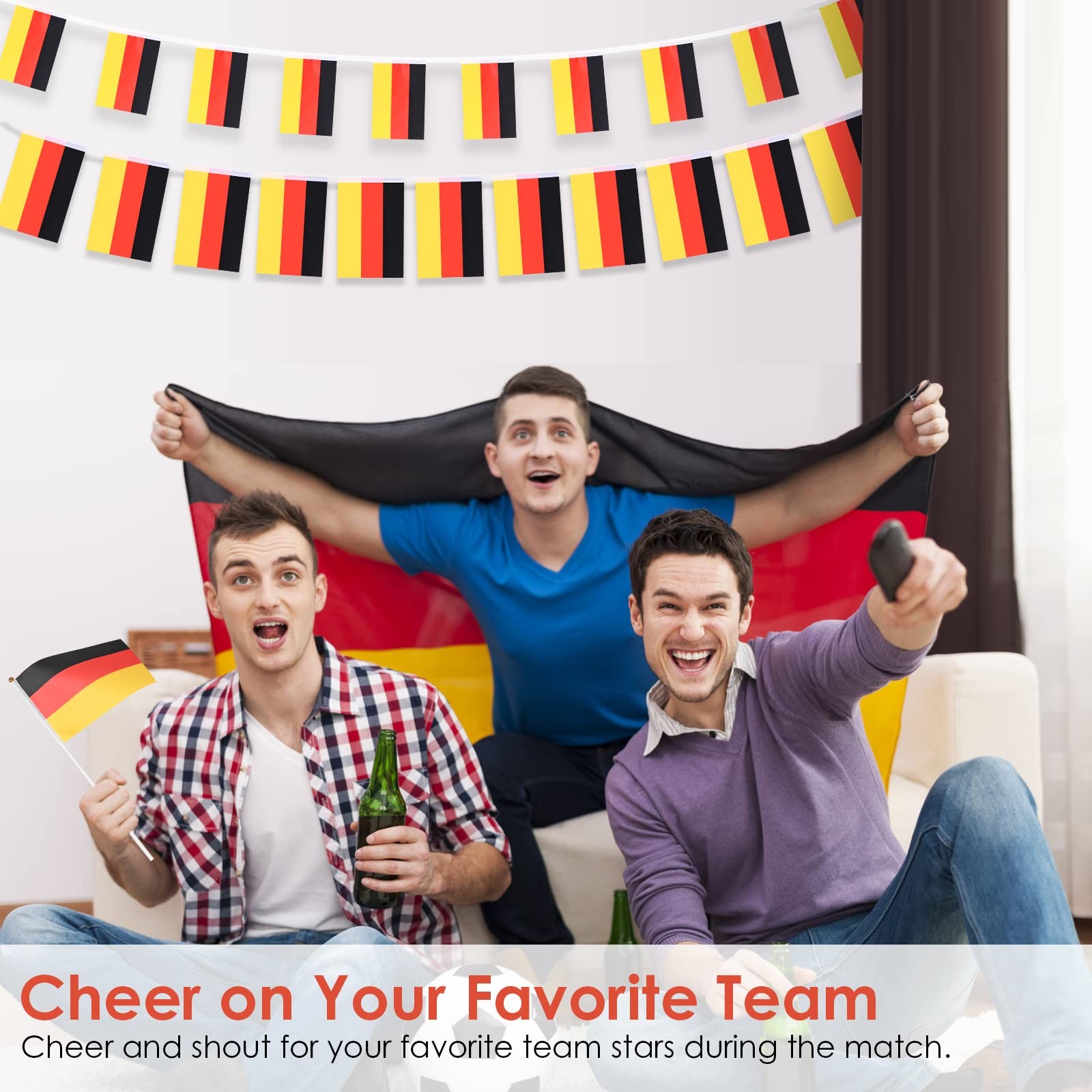 AhfuLife 30 Pcs Germany Hand Held Flags for World Cup 5×8 Inch-30 Pcs, German
