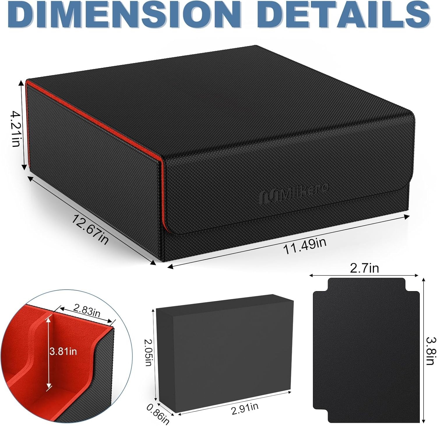 Black & Red Card Storage Box: Large Capacity with Colorful Dividers