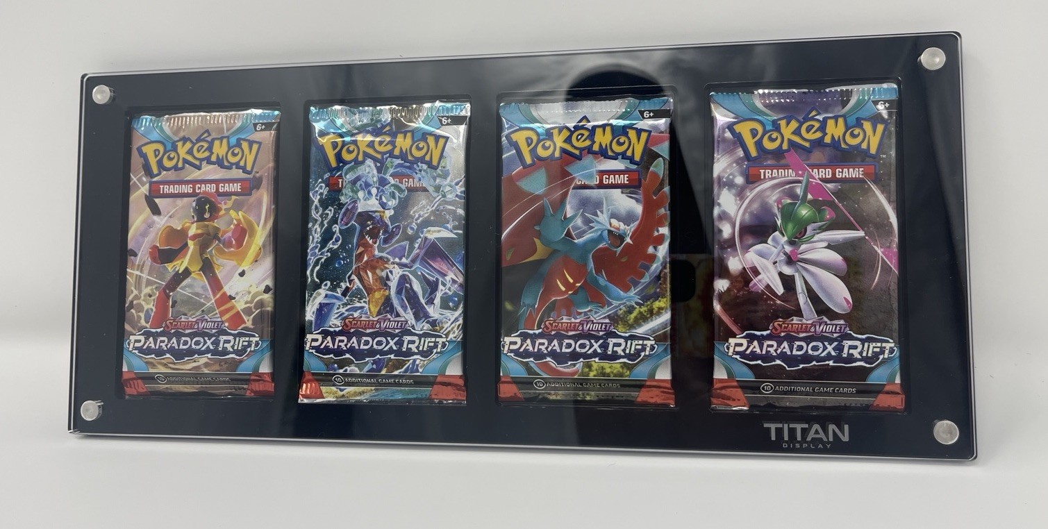 (4) Pack Hanging Wall Display Frame Magnetic Lid FITS Pokemon Booster Packs
