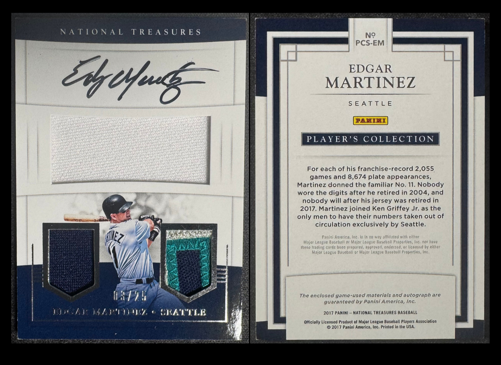2017 Panini National Treasures Edgar Martinez /25 #PCS-EM Auto