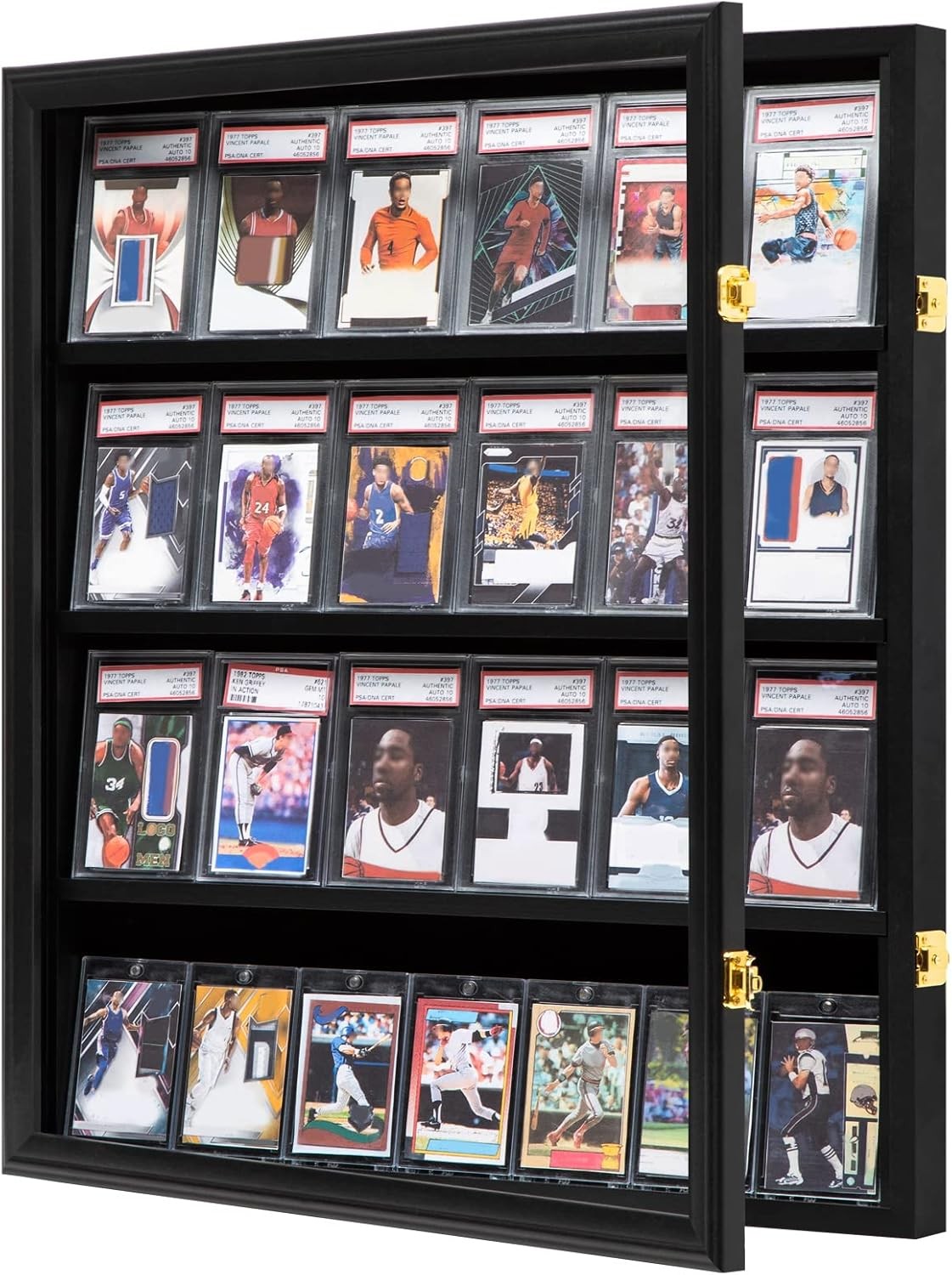 Graded Trading Card Display Case 24 Sport Baseball Football PSA Slabs Cabinet