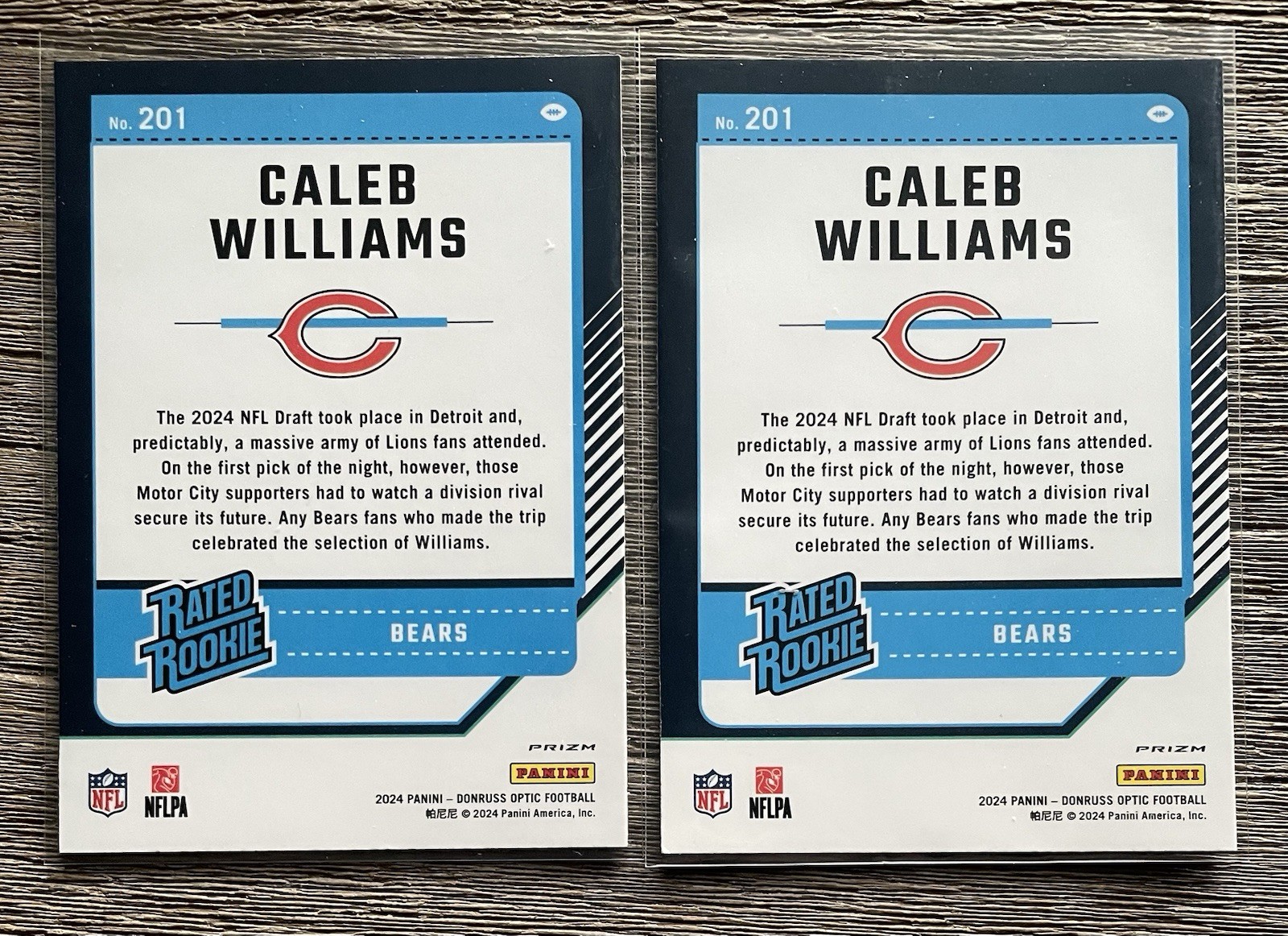 2024 Donruss Optic Caleb Williams Rookie Holo & Purple Shock Lot Of 2 Cards