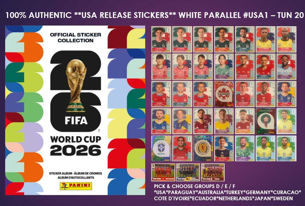 Panini World Cup USA/MEXICO/CANA 2026 – USA Edition – Stickers USA1-TUN20 -D/E/F