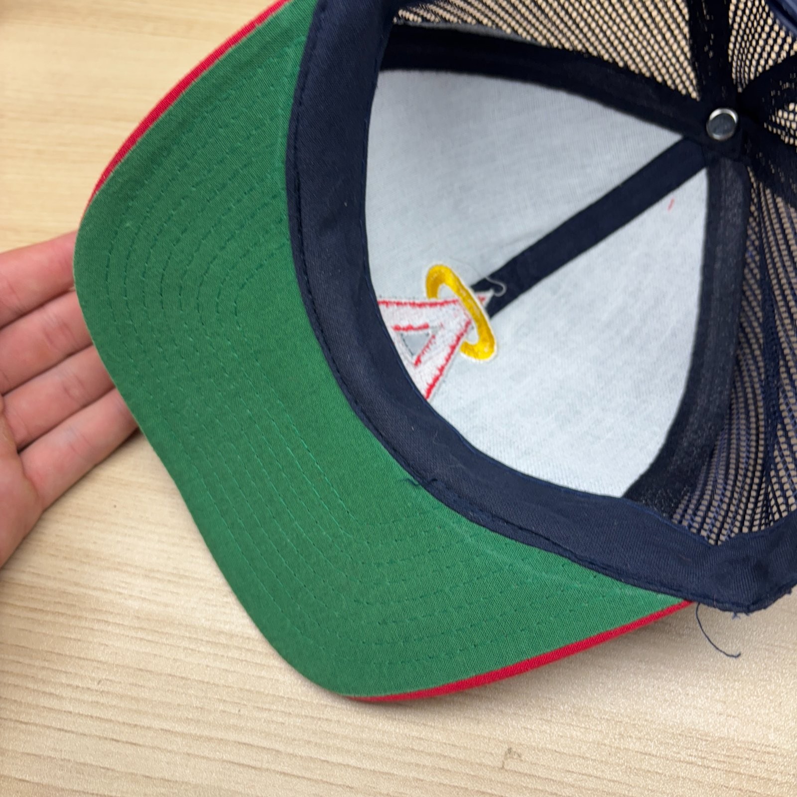 Vintage Anaheim Angels Hat Cap Snap Back Blue Red Trucker MLB Baseball 90s