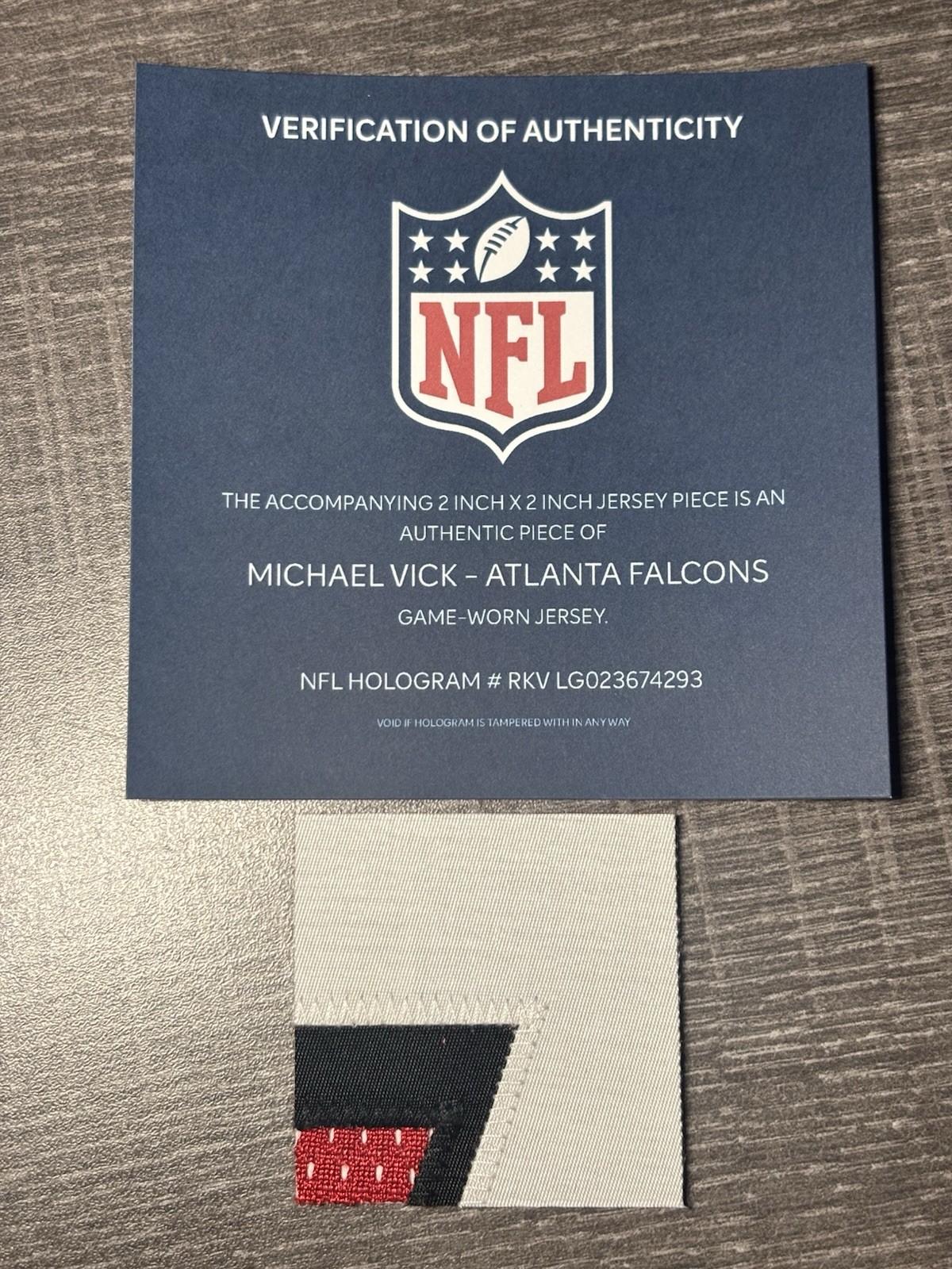MICHAEL VICK GAME USED WORN PATCH NFL COA HOLOGRAM ATLANTA FALCONS FANATICS FEST