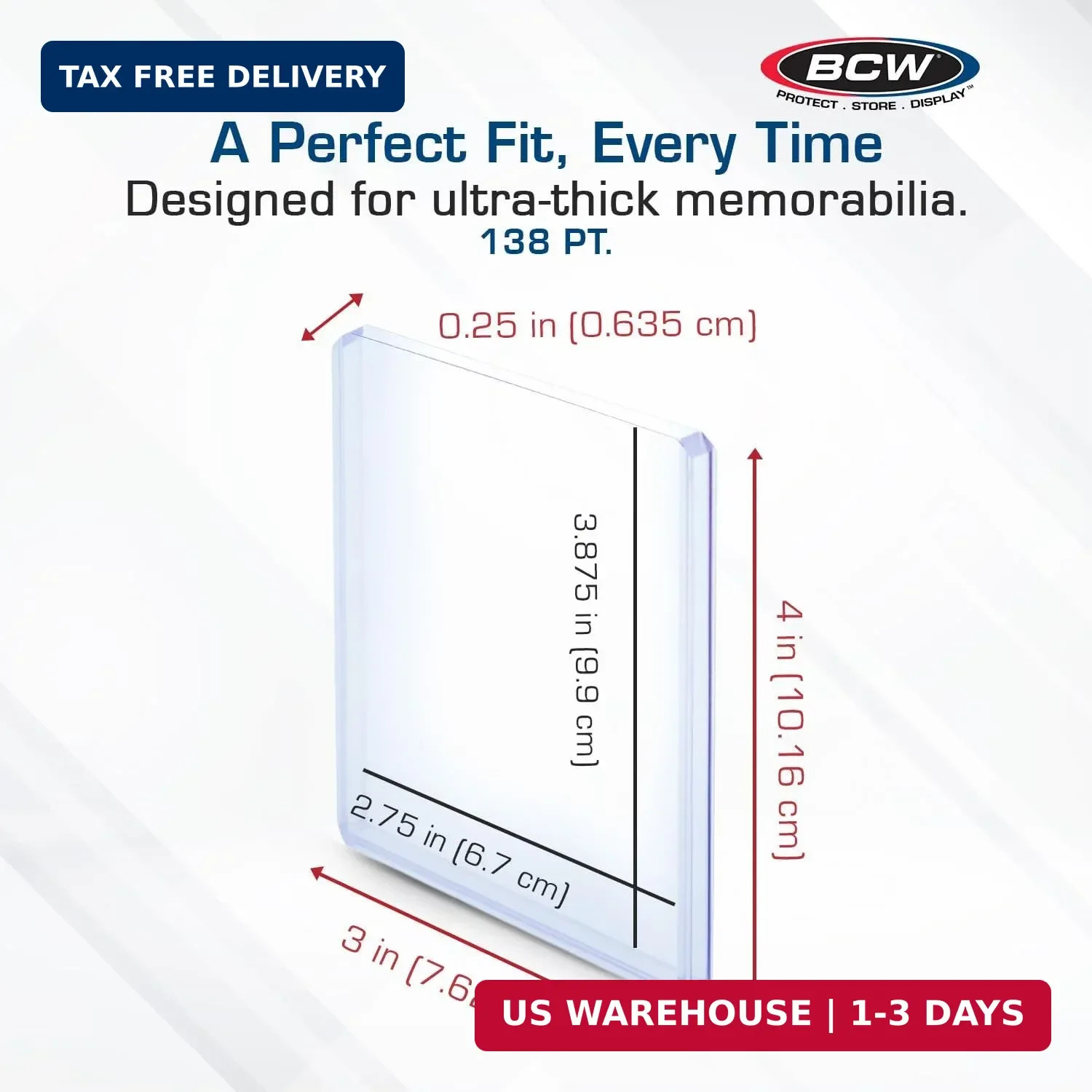 BCW 138 PT. Thick Card Topload Holder – Pack of 50 | Durable Rigid PVC Toploader