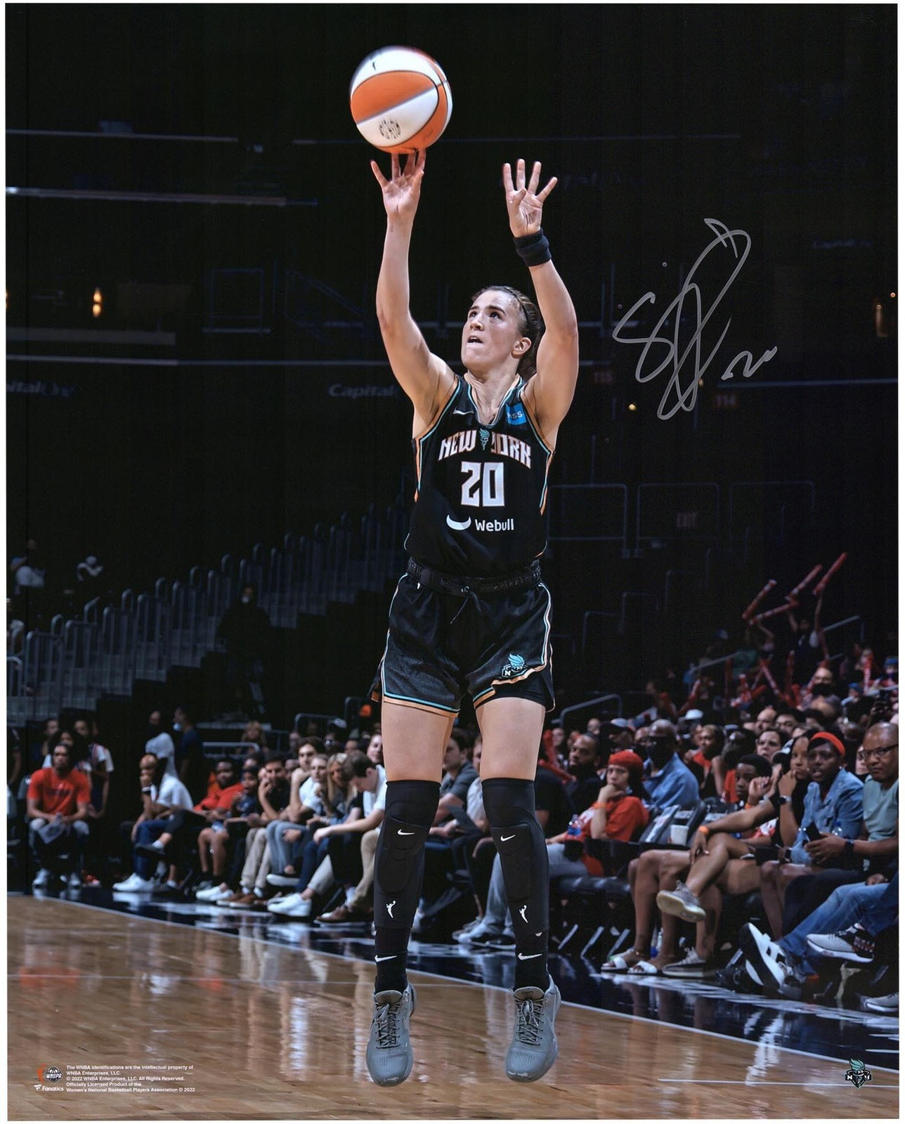 Sabrina Ionescu New York Liberty Signed 16″ x 20″ Shooting in Black Photograph