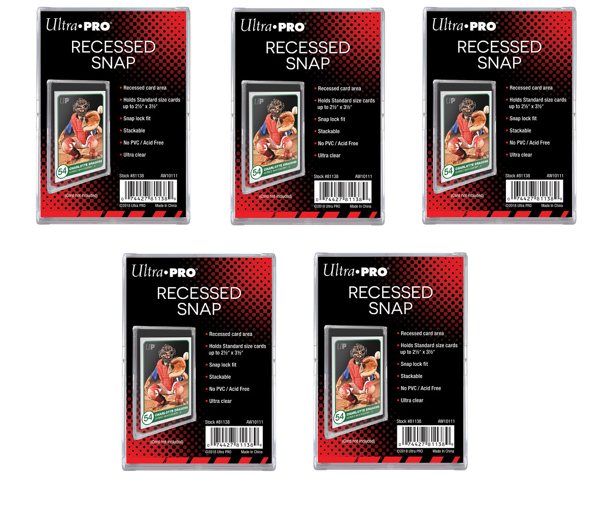 (5-Pack) Ultra Pro Recessed Snap Standard Card Holder Full Sized Stackable