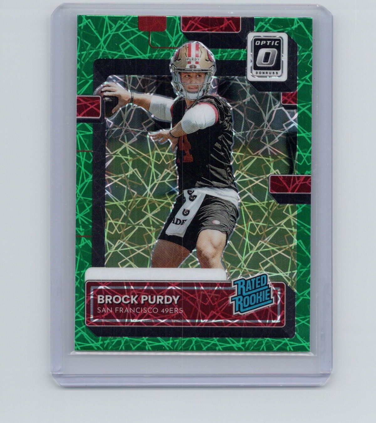 2022 Donruss #P-374 Brock Purdy Optic Rated Rookies Preview Green Velocity
