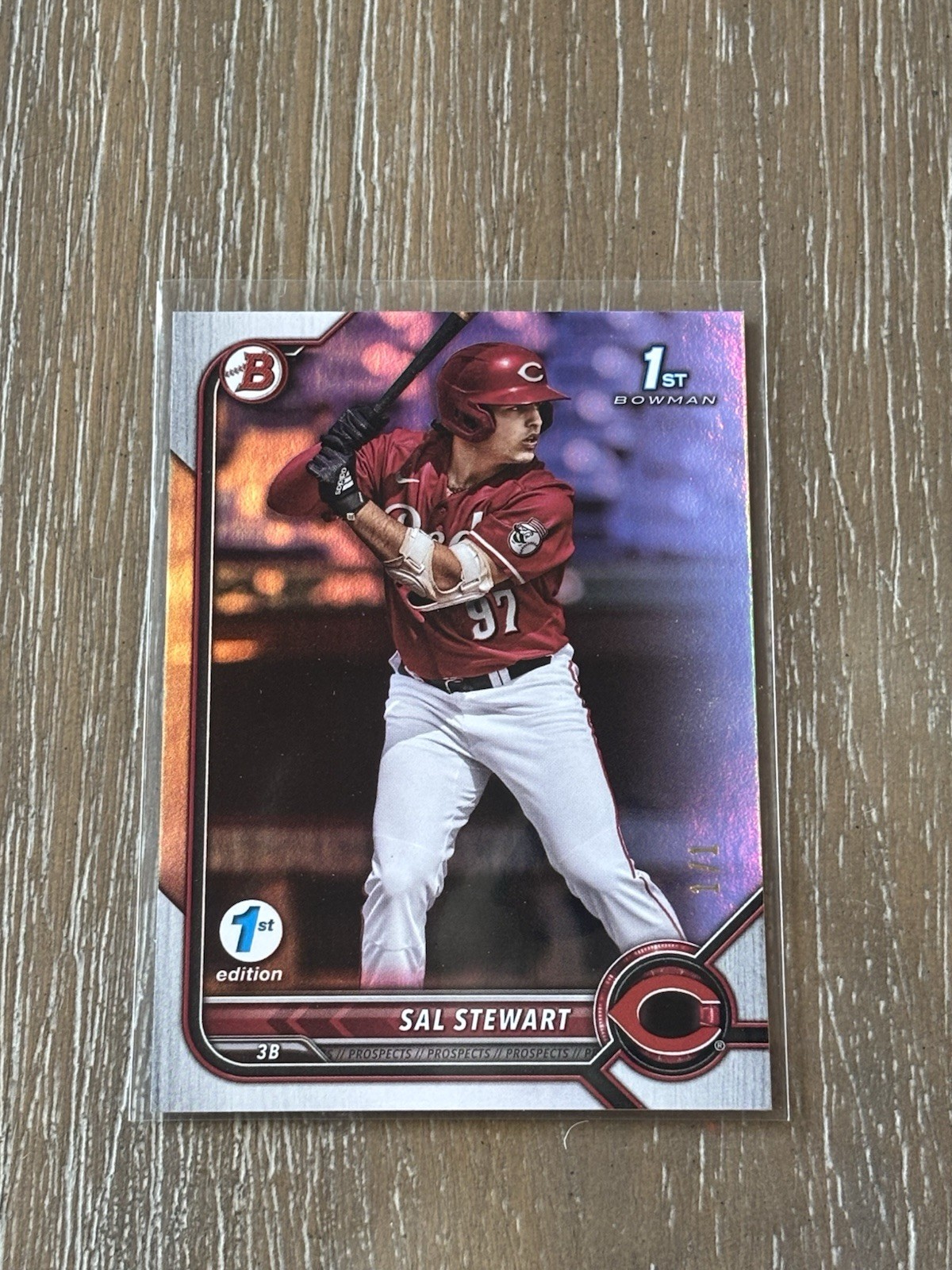 2022 Bowman Draft 1st Edition Sal Stewart #BD-122 Rainbow Foil /1 (RC) Reds