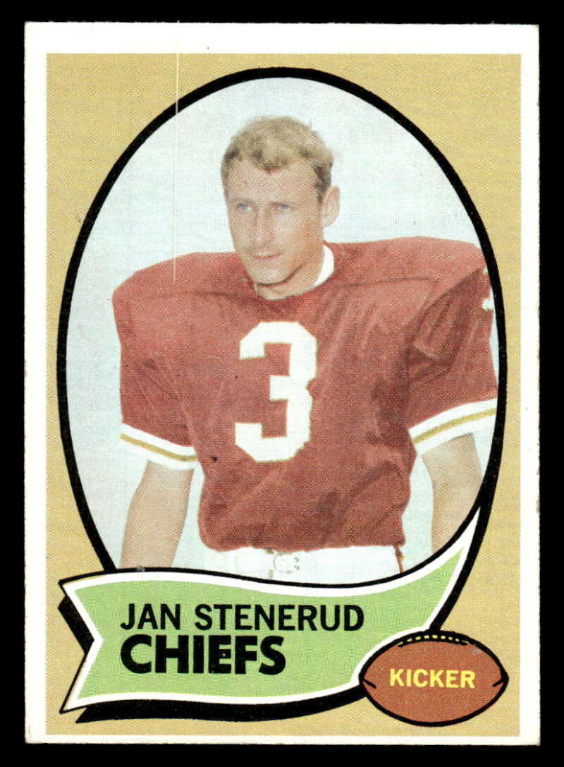 1970 TOPPS JAN STENERUD KANSAS CITY CHIEFS #25 EX-MT X9995