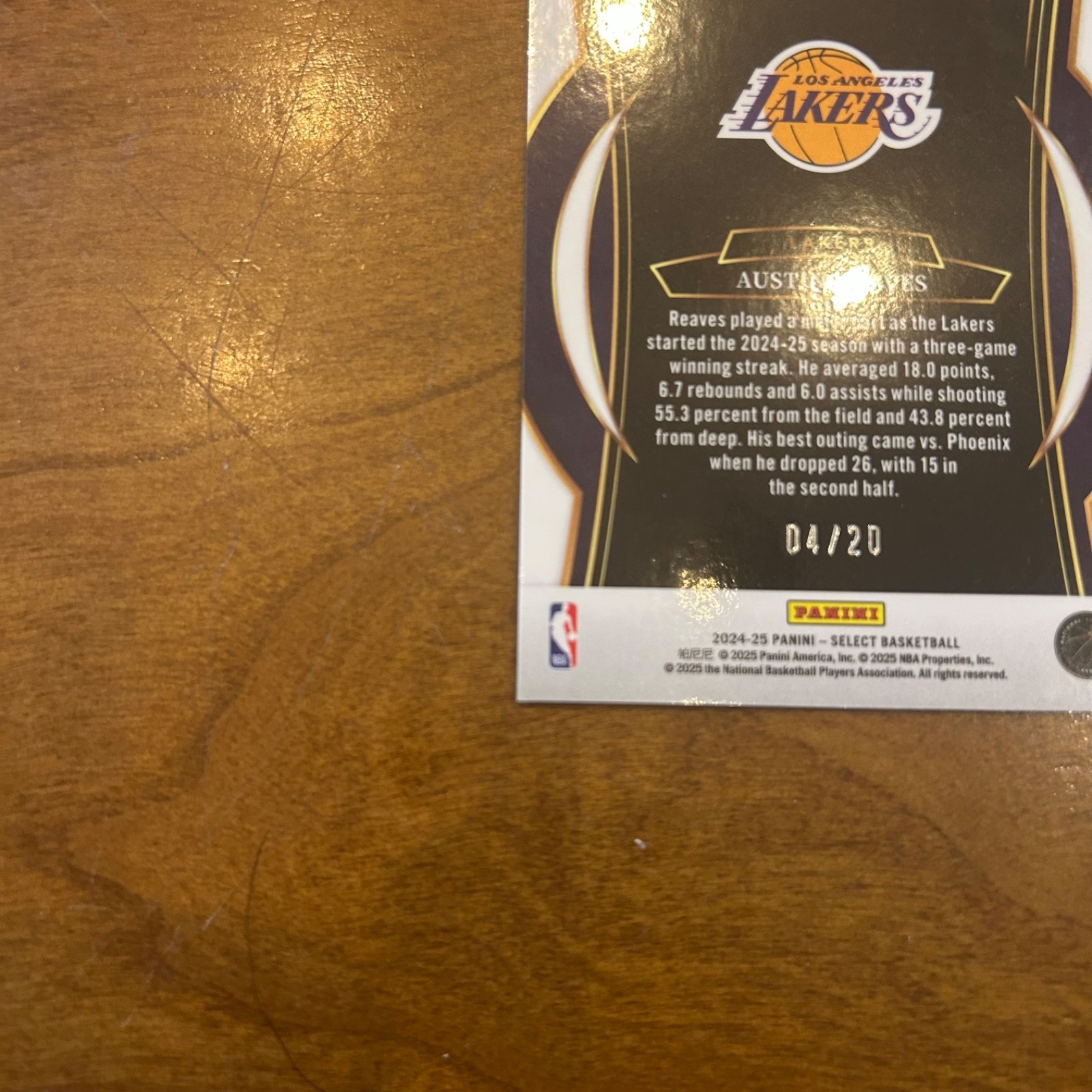 2024-25 Panini Select – Austin Reaves #40 /20