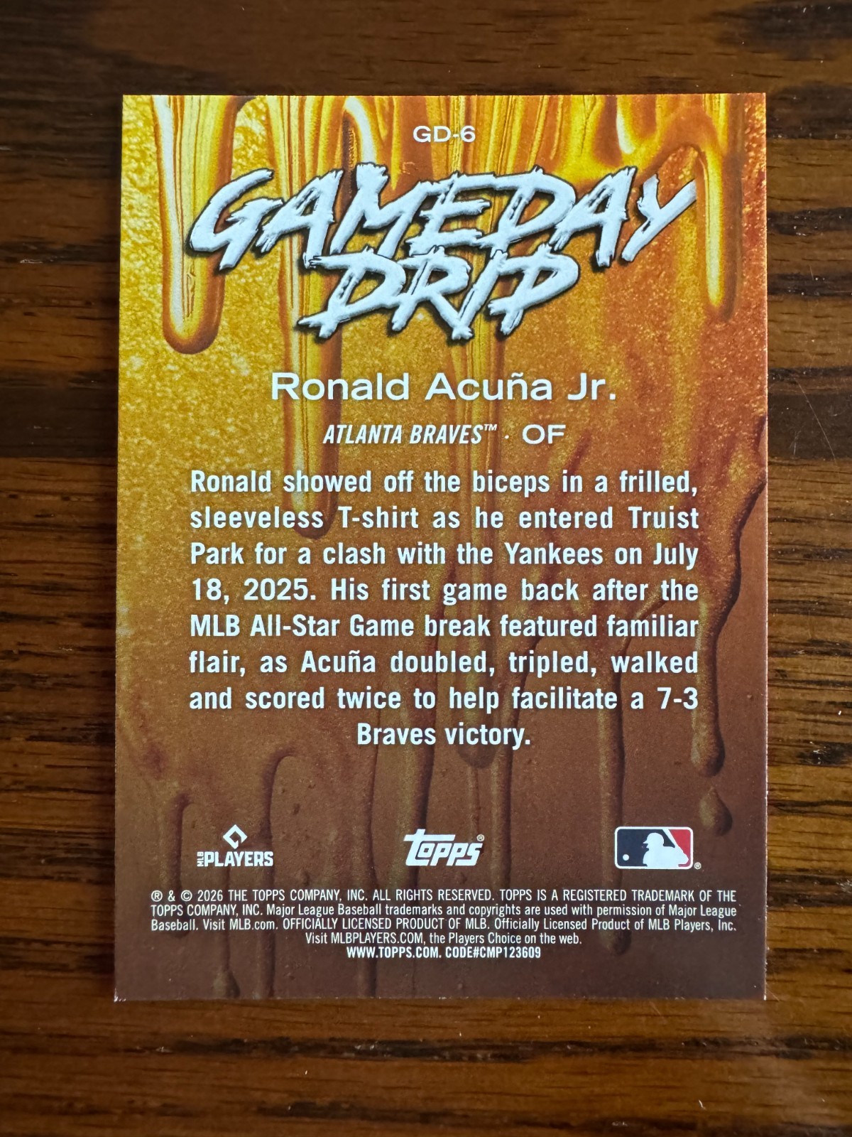 2026 Topps Series 1 Celebration – Game Day Drip – Ronald Acuna Jr. GD-6