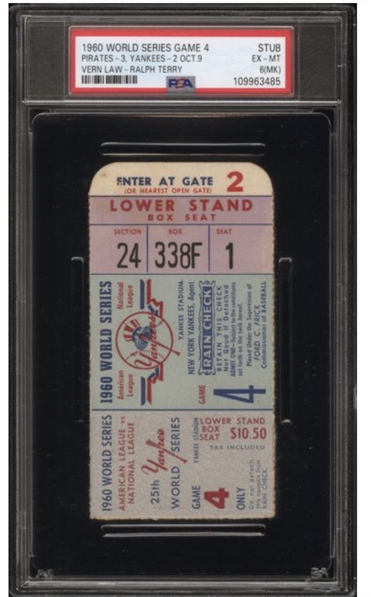 Psa 6mk None Higher 1960 World Series G4 Ticket Pirates Yankees Clemente Mantle