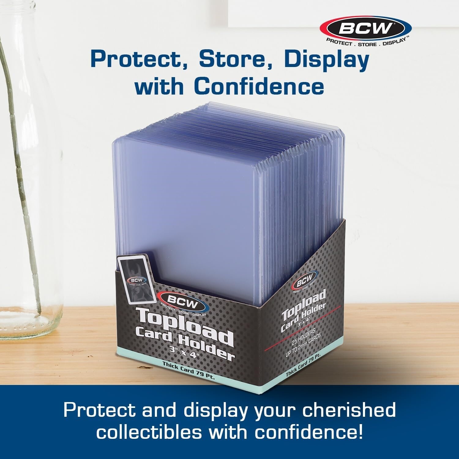 25 BCW Thick Card Topload 79 Pt. Holders 3×4 Quality Rigid PVC Clear Storage NEW